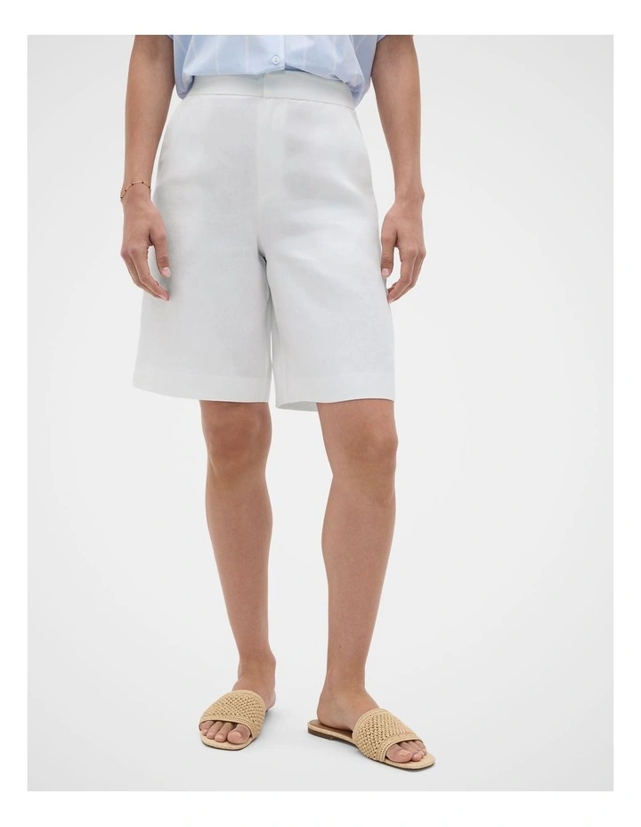 Linen Longline Short in Whisper White image 2