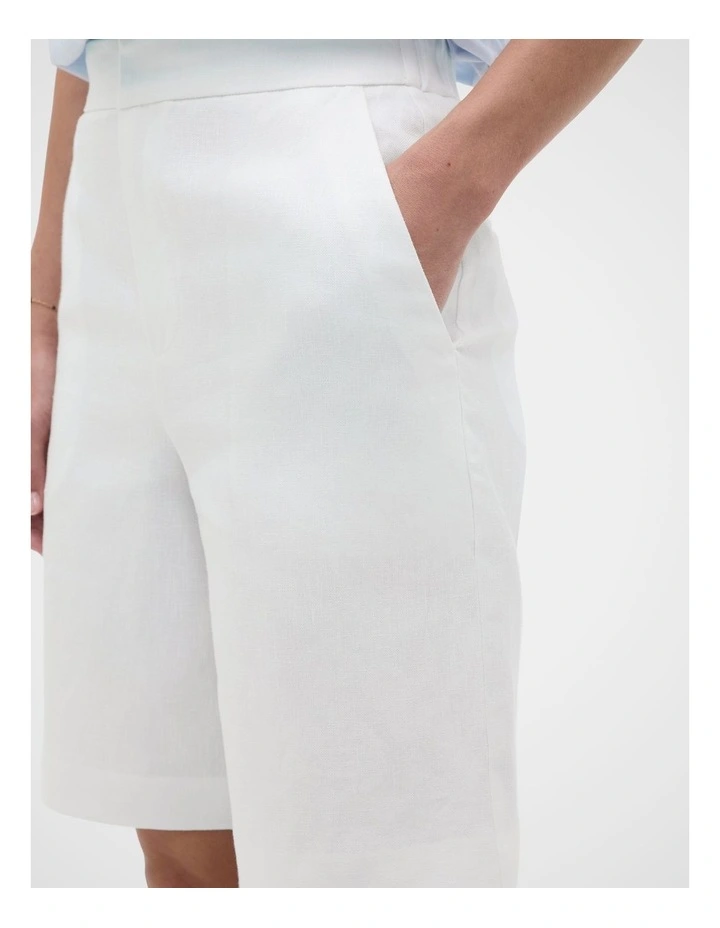 Linen Longline Short in Whisper White image 3