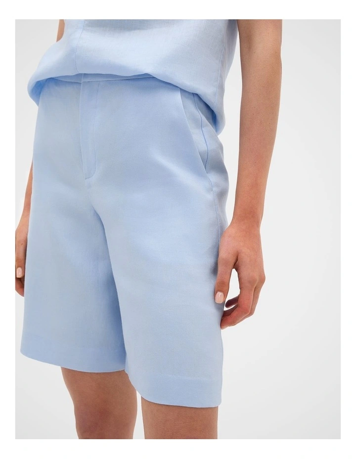 Linen Longline Short in Ice Blue image 2