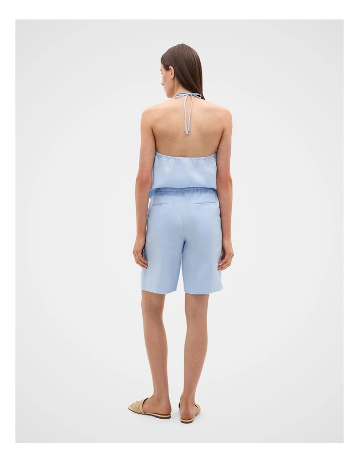Linen Longline Short in Ice Blue image 3