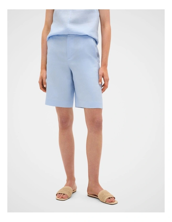 Linen Longline Short in Ice Blue image 4