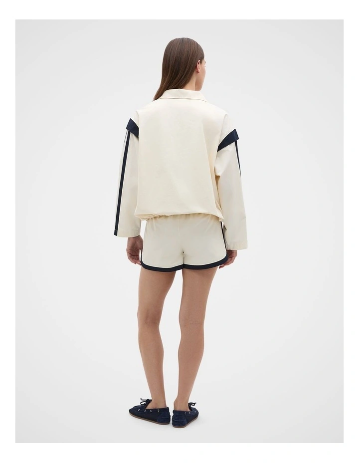 Contrast Trim Relaxed Short in Coconut Cream image 3