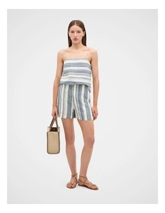 Linen High Rise Striped Short in
