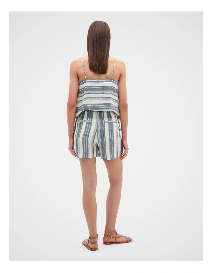 Linen High Rise Striped Short in image 3
