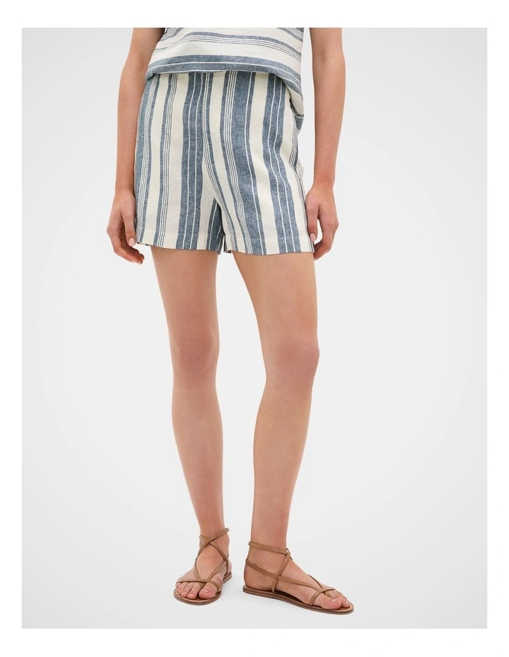 Linen High Rise Striped Short in image 4