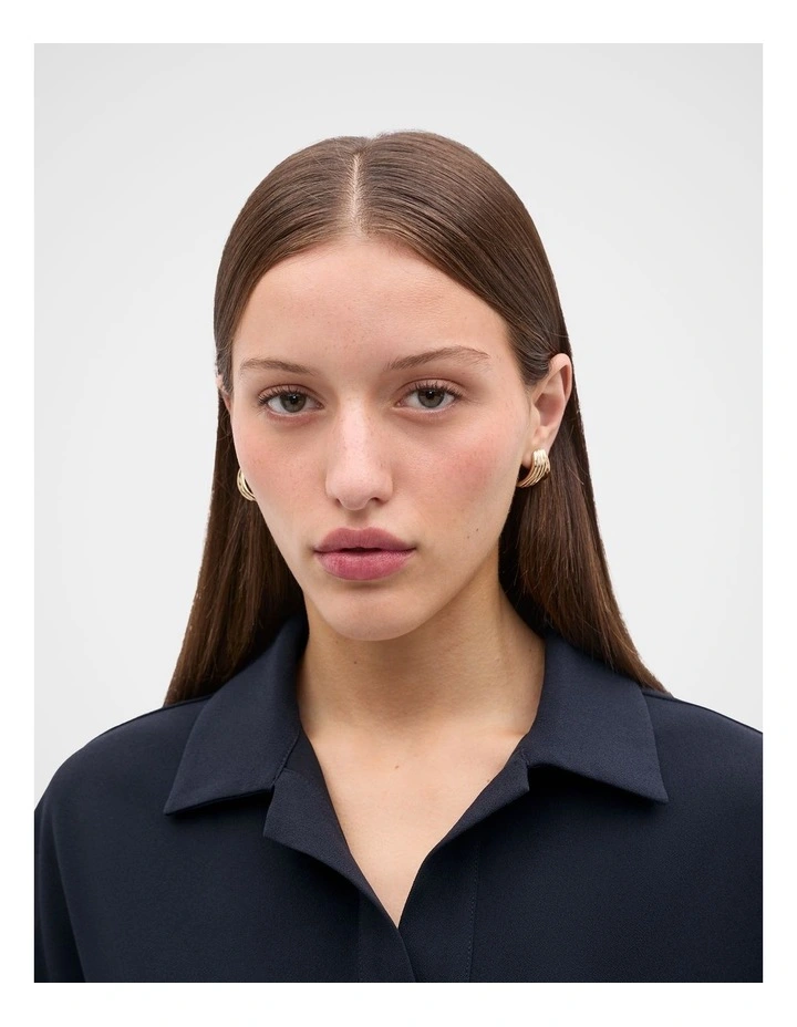 Woven Crepe Relaxed Shirt in Twilight Blue image 2