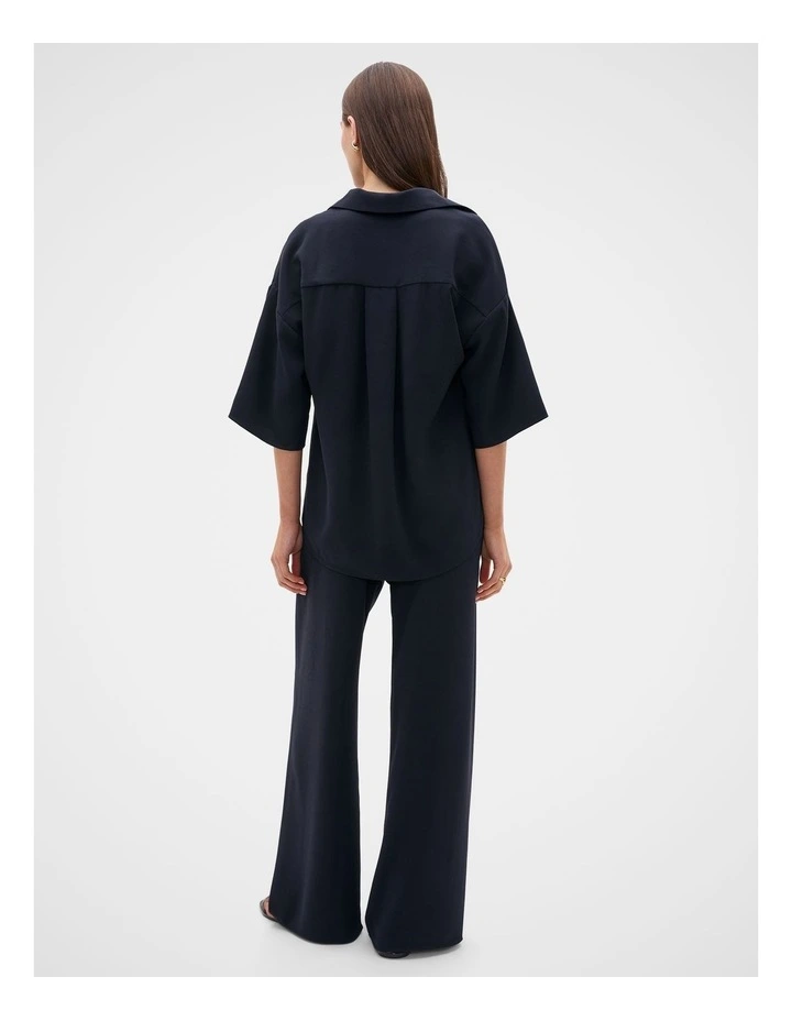 Woven Crepe Relaxed Shirt in Twilight Blue image 4