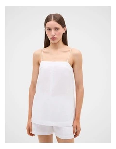 Linen Longline Cami in Whisper White