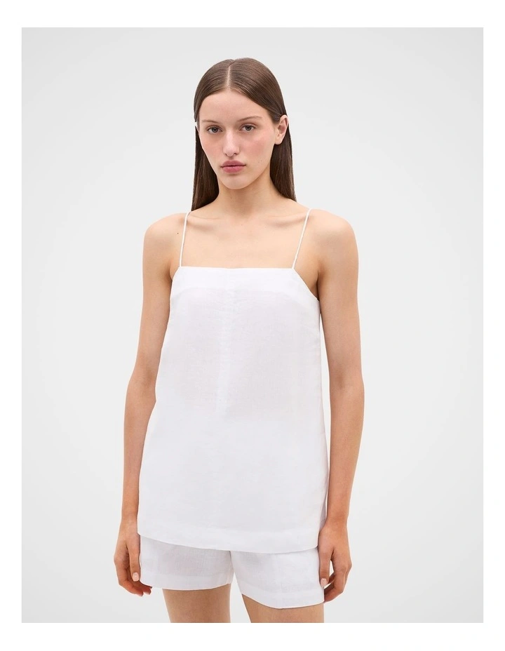 Linen Longline Cami in Whisper White image 1
