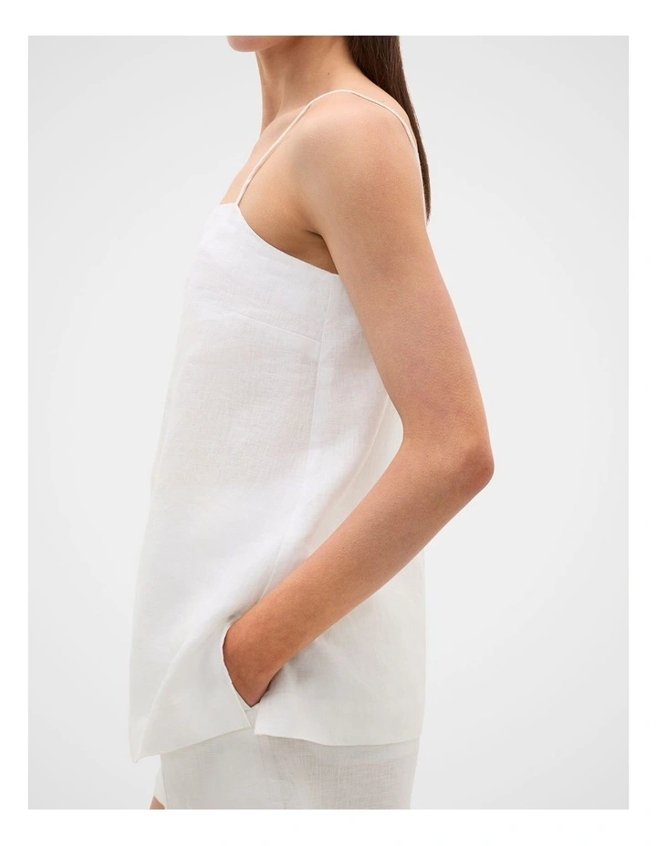 Linen Longline Cami in Whisper White image 2
