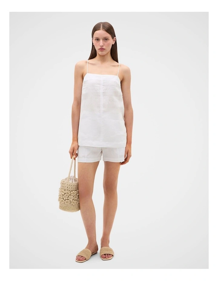 Linen Longline Cami in Whisper White image 4