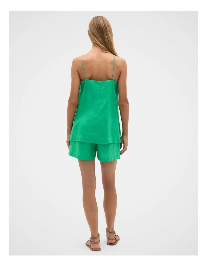 Linen Longline Cami in Palm Green image 4