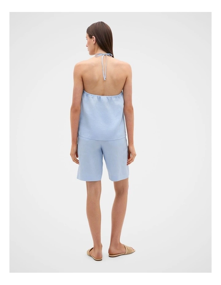 Linen V Neck Halter Top in Ice Blue image 4