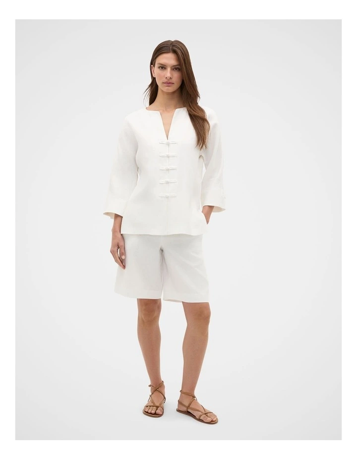 Linen Button Down Top in Whisper White image 1