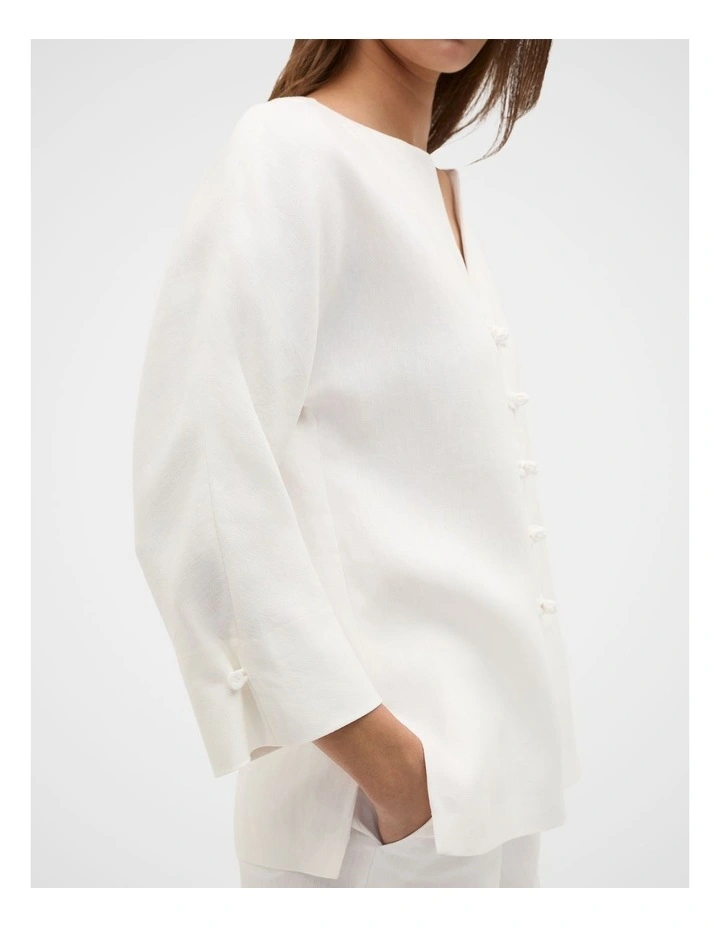 Linen Button Down Top in Whisper White image 2