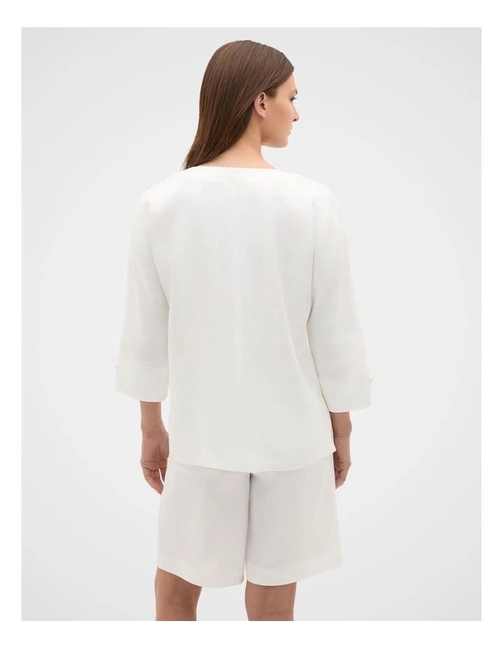 Linen Button Down Top in Whisper White image 3
