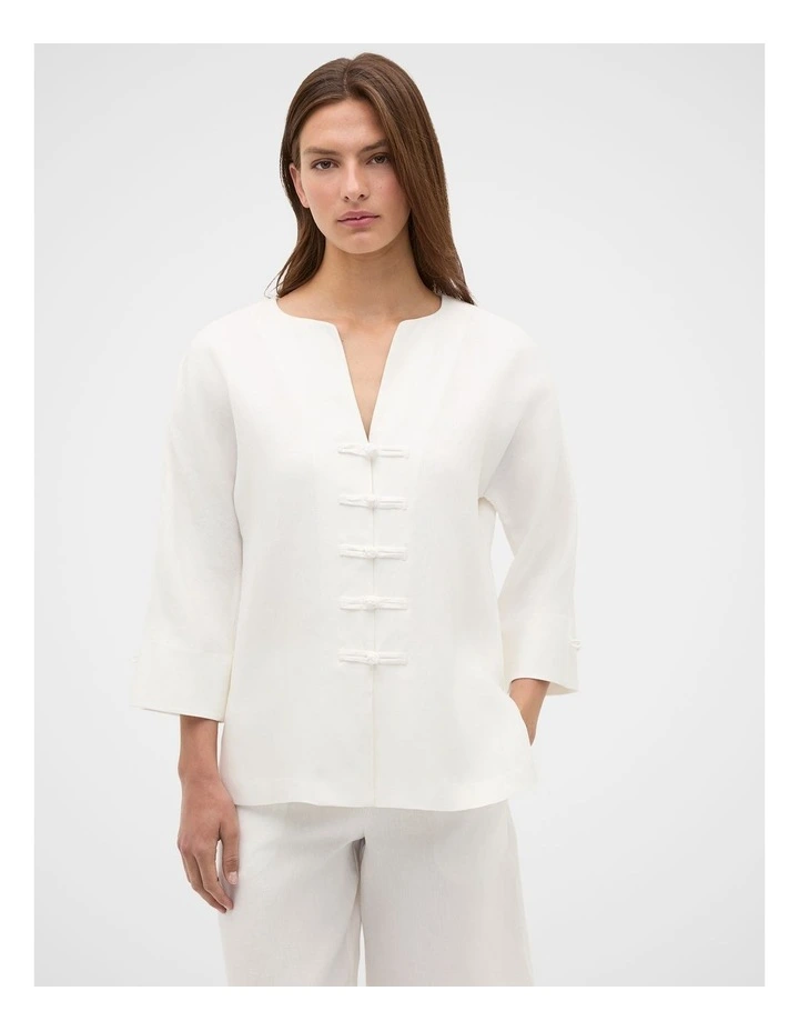Linen Button Down Top in Whisper White image 4