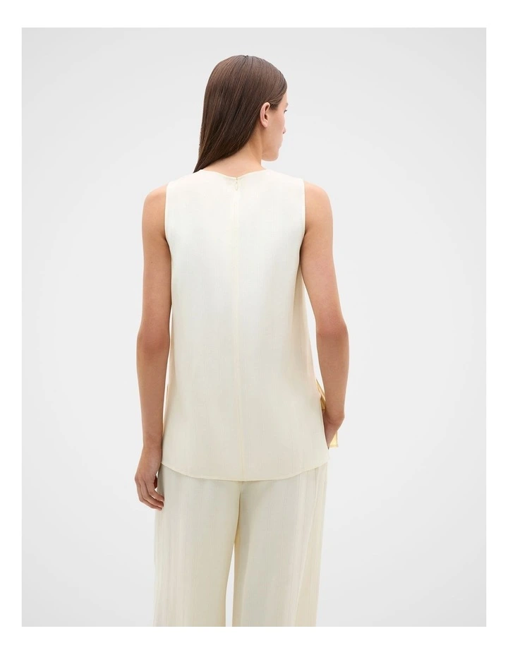 Textured Self Stripe Shell Top in Coconut Cream image 4
