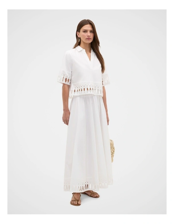 Poplin Cutwork Shirt in Whisper White image 1