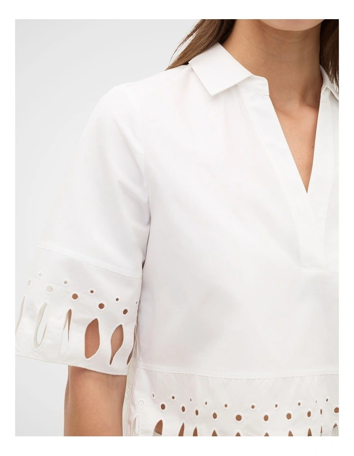 Poplin Cutwork Shirt in Whisper White image 2