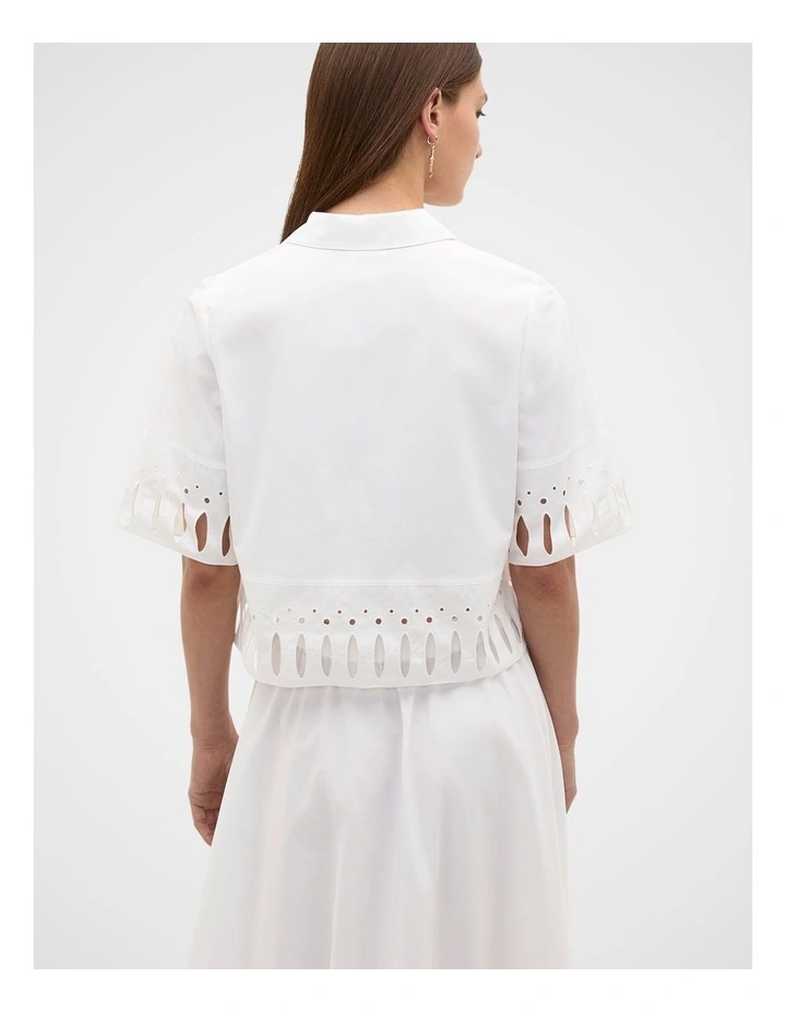 Poplin Cutwork Shirt in Whisper White image 4