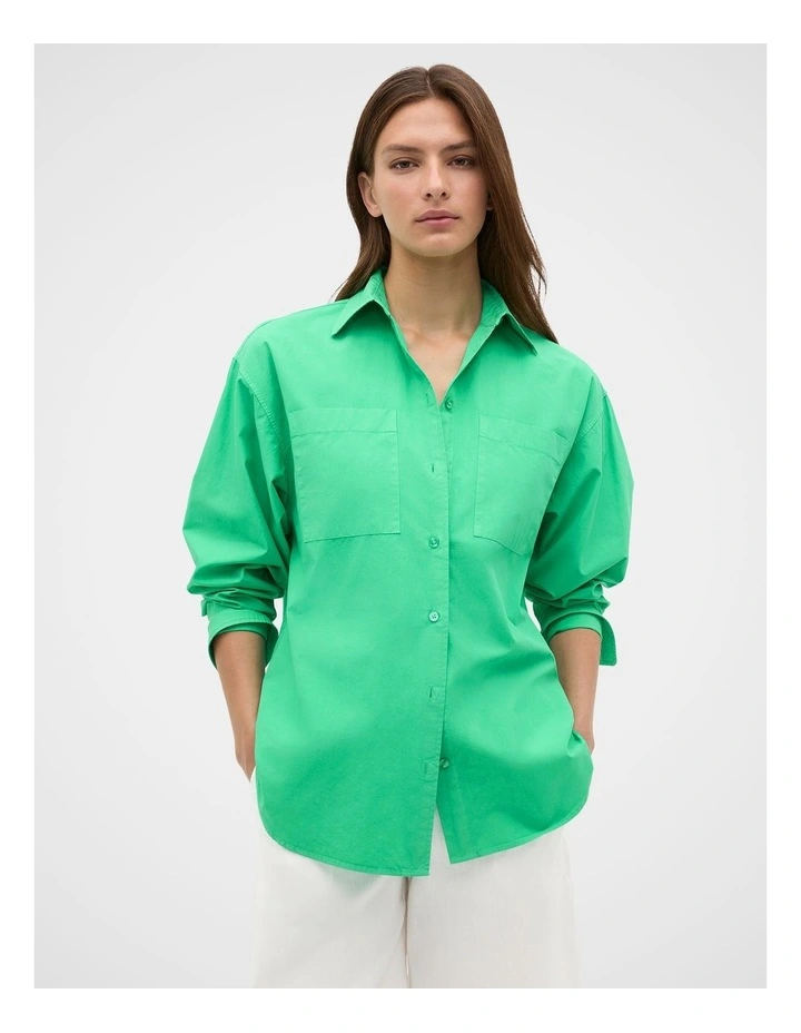 Cotton Garment Dyed Shirt in Palm Green image 3