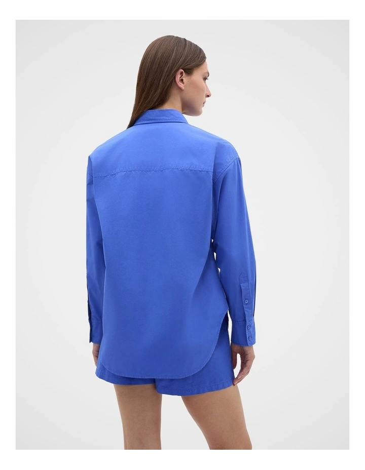 Cotton Garment Dyed Shirt in Sapphire Blue image 2