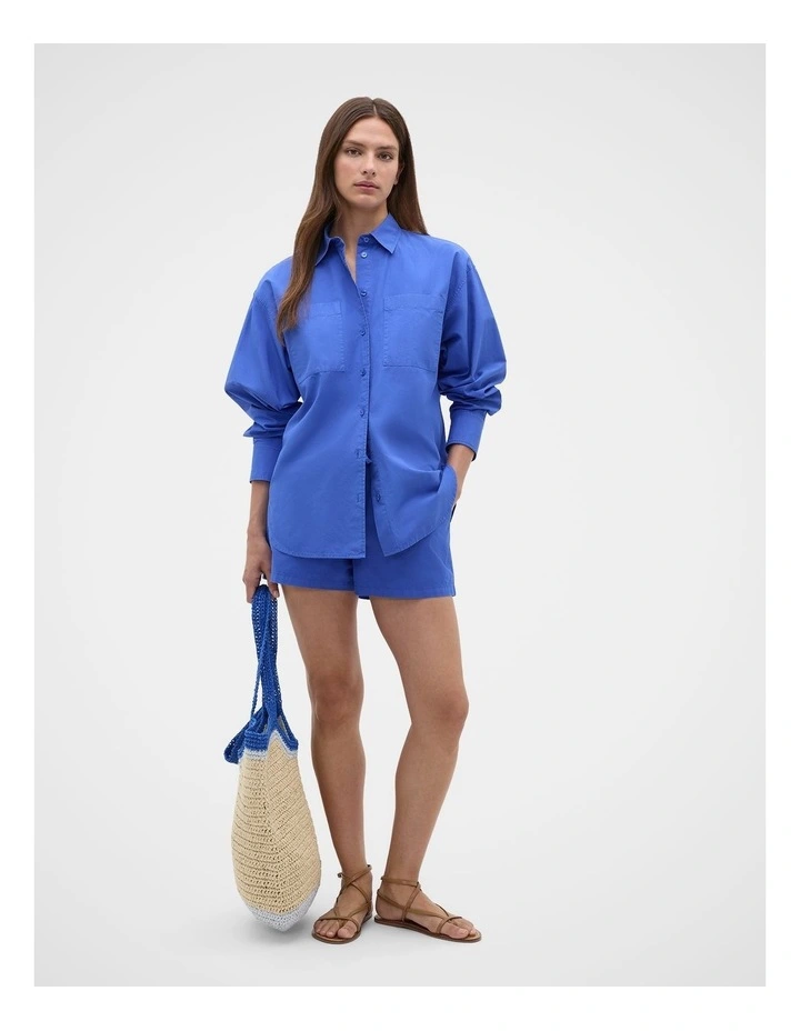 Cotton Garment Dyed Shirt in Sapphire Blue image 3
