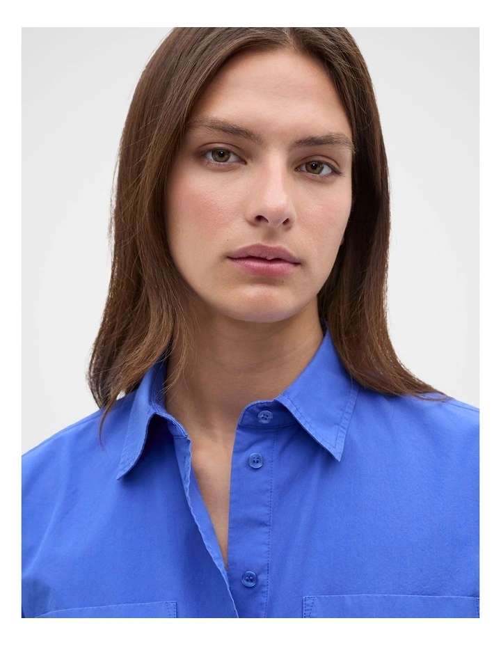 Cotton Garment Dyed Shirt in Sapphire Blue image 4