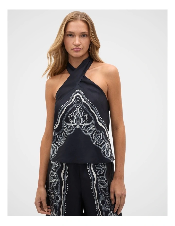 Scarf Print Halter in Scarf Print image 2