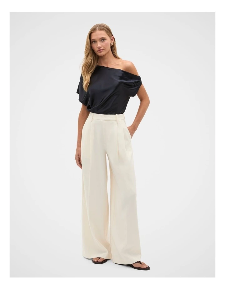 Satin Drape Shoulder Top in Twilight Blue image 4