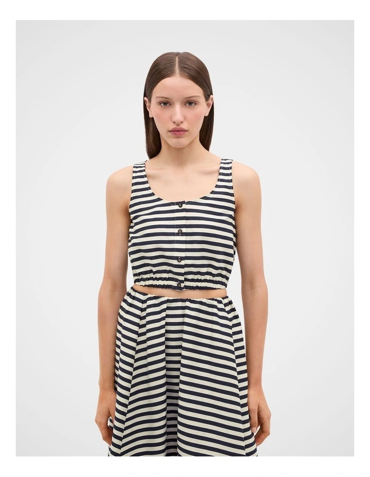 Stripe Cropped Top in Twilight Blue Stripe image 3