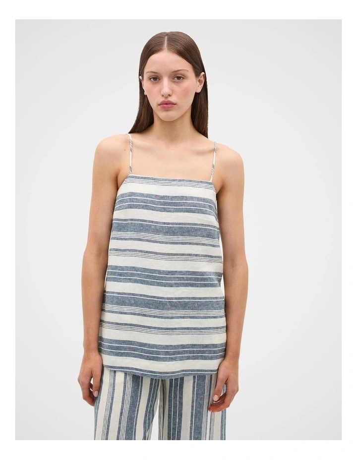 Linen Striped Longline Cami in image 1