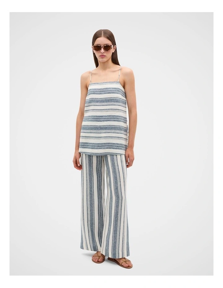 Linen Striped Longline Cami in image 2