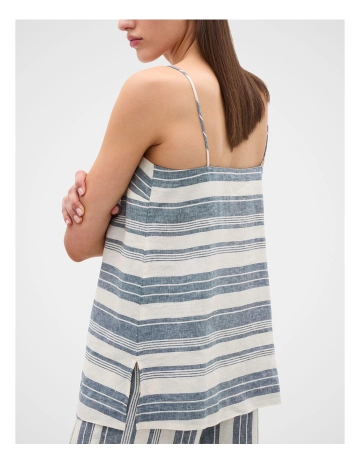 Linen Striped Longline Cami in image 3