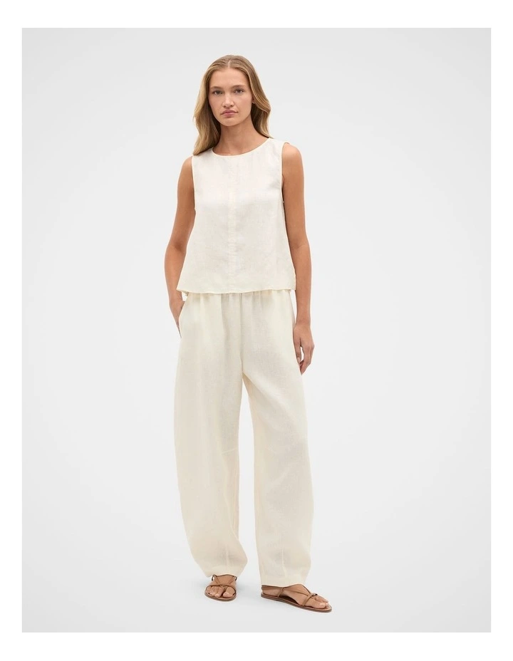 Linen Split Hem Tank in Coconut Cream image 1