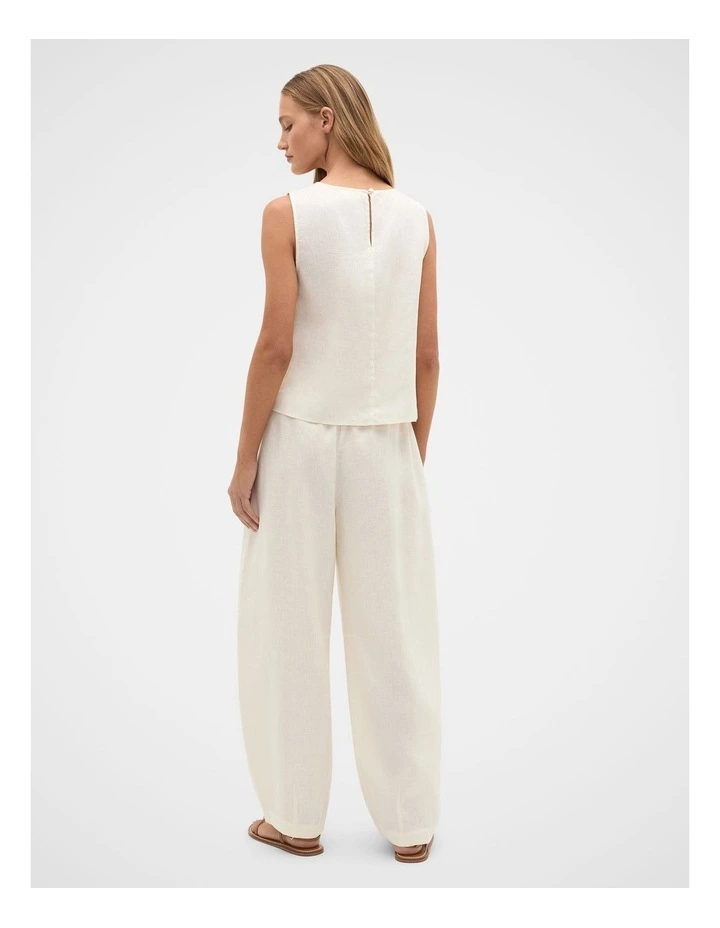 Linen Split Hem Tank in Coconut Cream image 3
