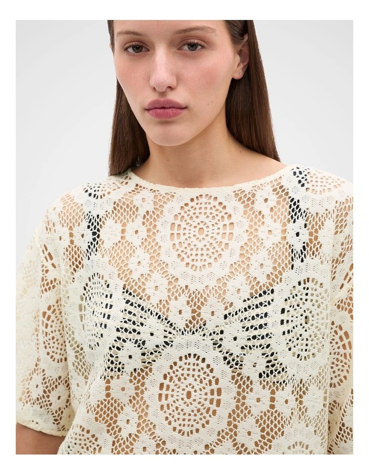 Crochet Lace Top in Coconut Cream image 2