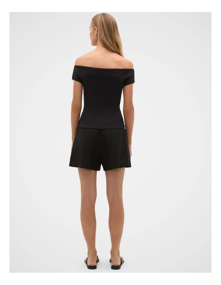 Rib Off The Shoulder Top in Black image 4