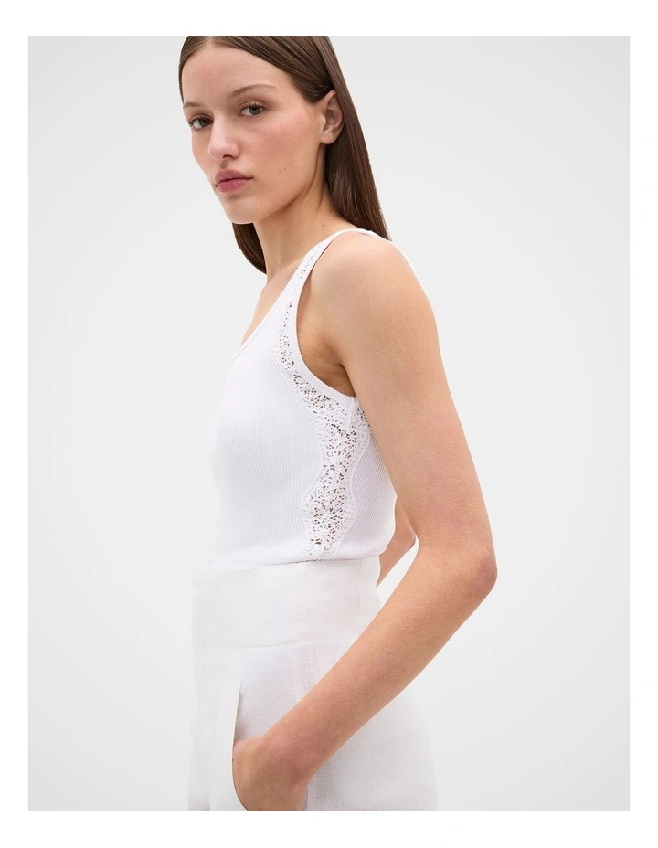 Lace Panel Tank in Whisper White image 2