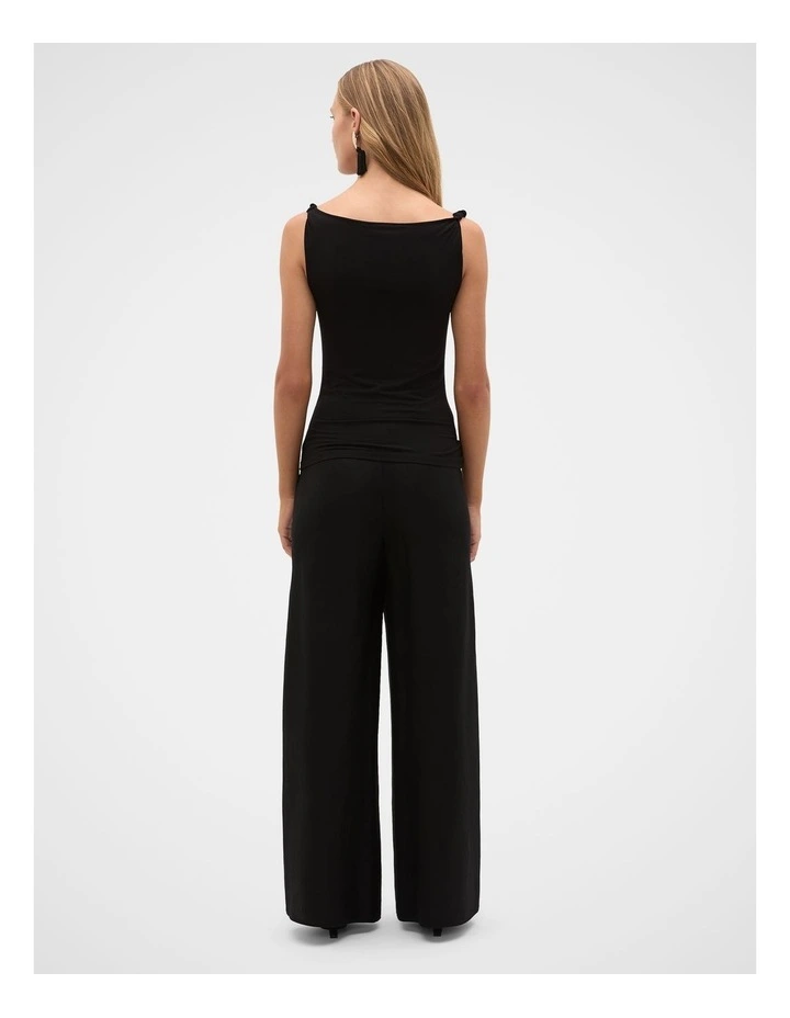 Twist Shoulder Drape Tank in Black image 3