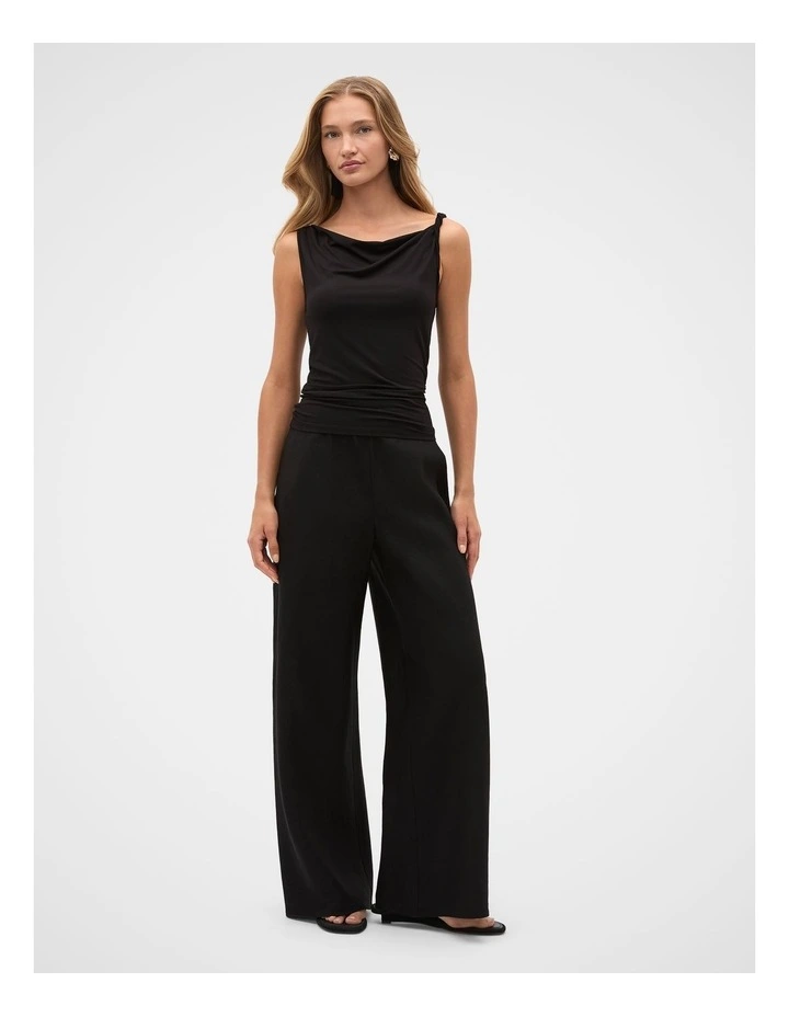 Twist Shoulder Drape Tank in Black image 4