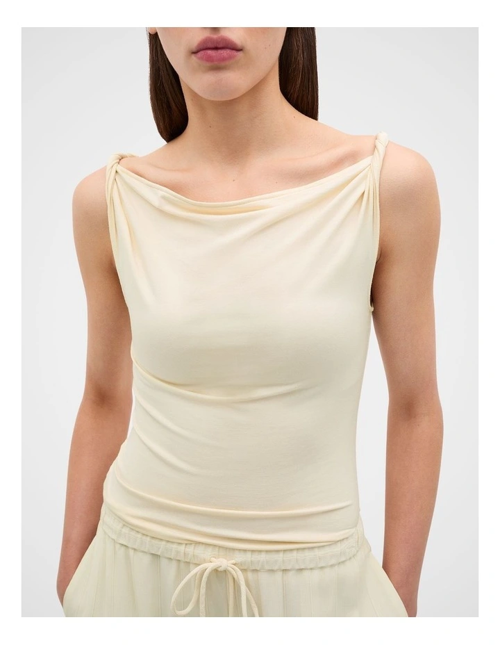 Twist Shoulder Drape Tank in Coconut Cream image 1