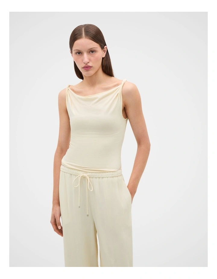 Twist Shoulder Drape Tank in Coconut Cream image 2