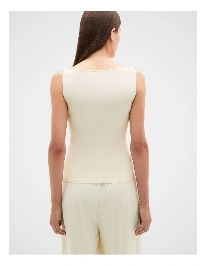 Twist Shoulder Drape Tank in Coconut Cream image 3