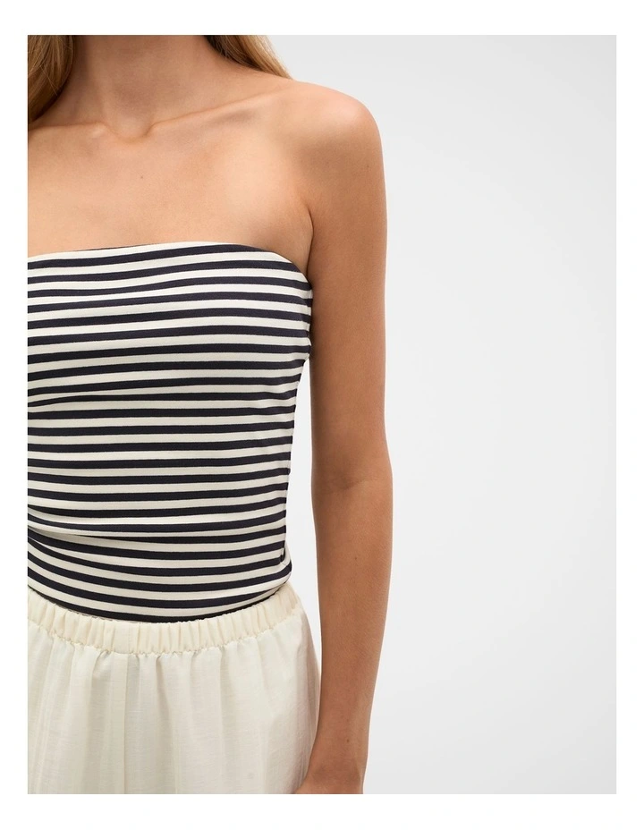 Strapless Rib Top in Twilight Blue Stripe image 3