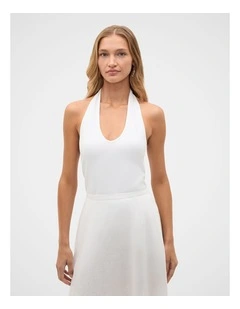V Neck Halter Tank in Whisper White