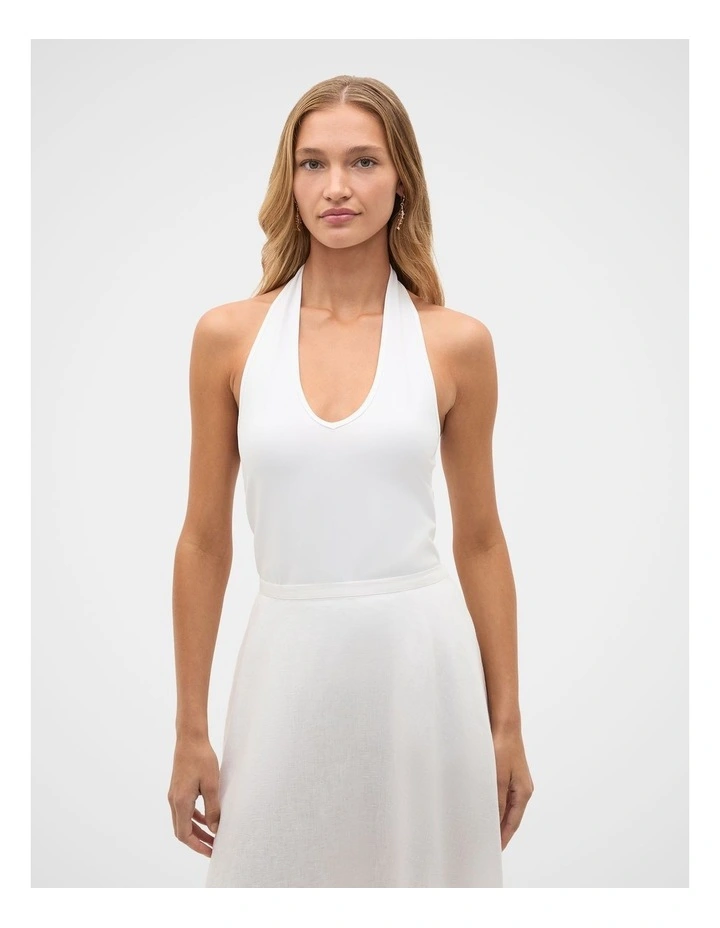 V Neck Halter Tank in Whisper White image 1