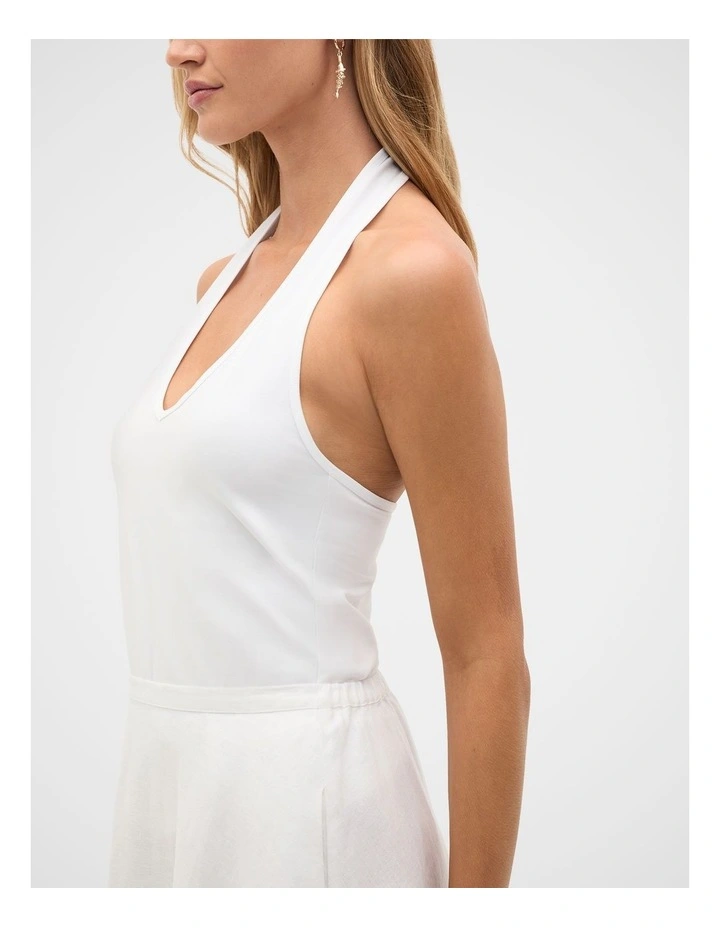 V Neck Halter Tank in Whisper White image 2