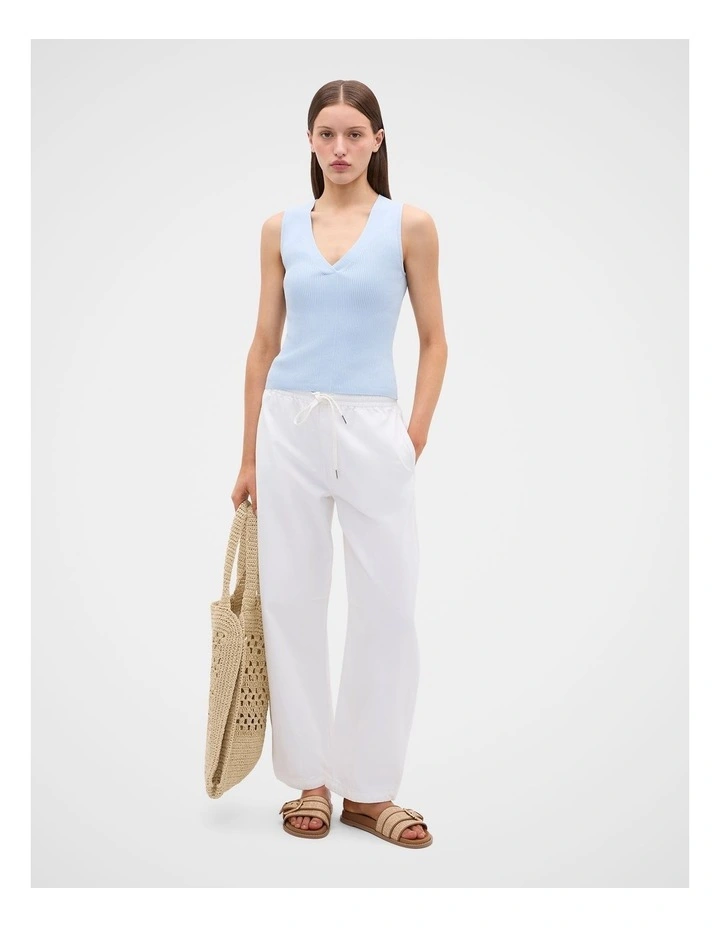 Cotton Blend V Neck Tank in Ice Blue image 2